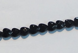 CAB824 15.5 inches 6*6mm faceted heart black agate gemstone beads