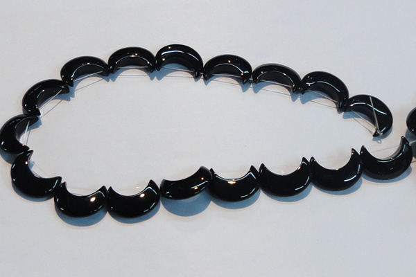 CAB826 15.5 inches 10*20mm moon black agate gemstone beads wholesale