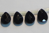 CAB828 10*14mm top-drilled teardrop black agate gemstone beads