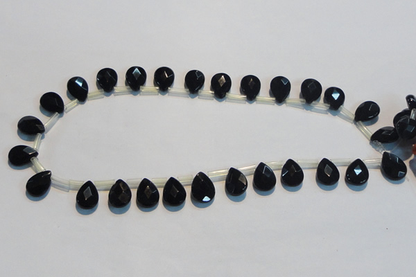 CAB828 10*14mm top-drilled teardrop black agate gemstone beads