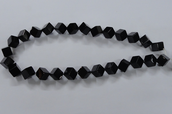 CAB832 15.5 inches 10*10mm cube black agate gemstone beads wholesale