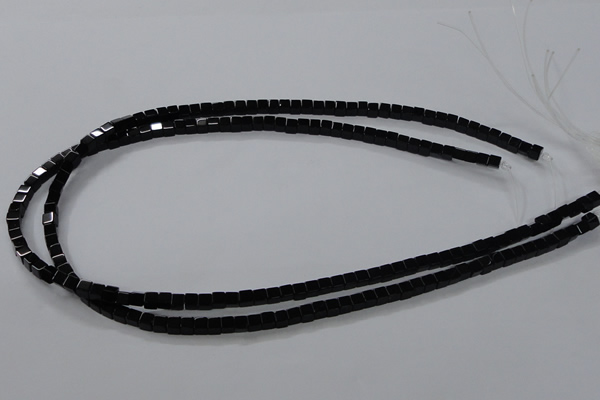 CAB833 15.5 inches 4*4mm cube black agate gemstone beads wholesale