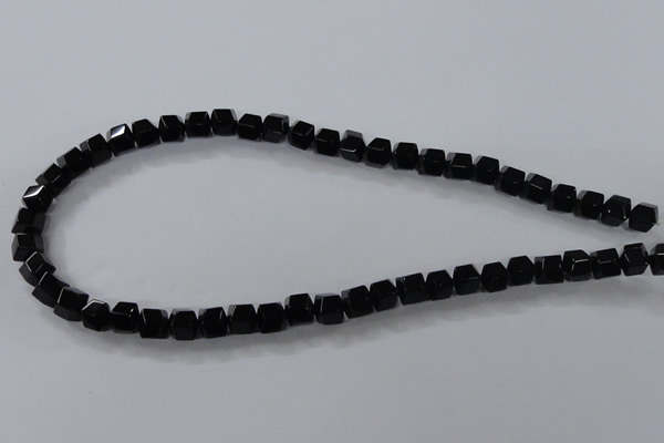 CAB841 15.5 inches 8*8mm faceted cube black agate gemstone beads wholesale