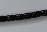 CAB842 15.5 inches 8*10mm bamboo shape black agate gemstone beads