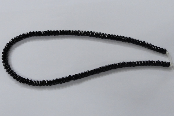 CAB843 15.5 inches 4*6mm rondelle black agate gemstone beads wholesale