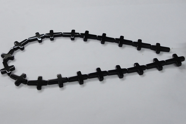 CAB847 15.5 inches 15*20mm cross black agate gemstone beads wholesale