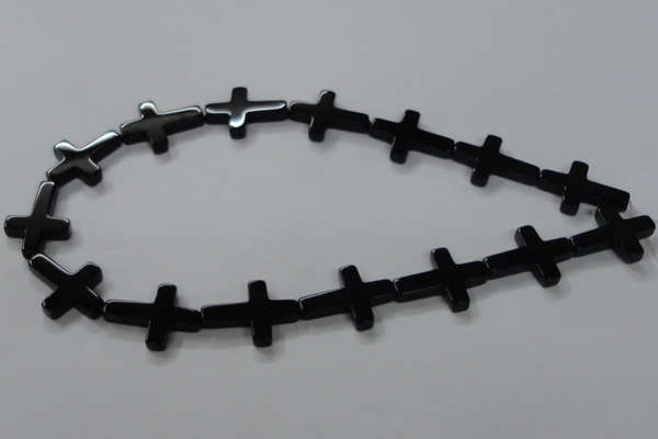 CAB848 15.5 inches 18*24mm cross black agate gemstone beads wholesale