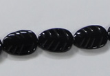 CAB851 15.5 inches 12*16mm leaf black agate gemstone beads wholesale