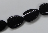 CAB852 15.5 inches 13*18mm leaf black agate gemstone beads wholesale