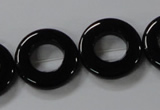 CAB855 15.5 inches 20mm donut black agate gemstone beads wholesale