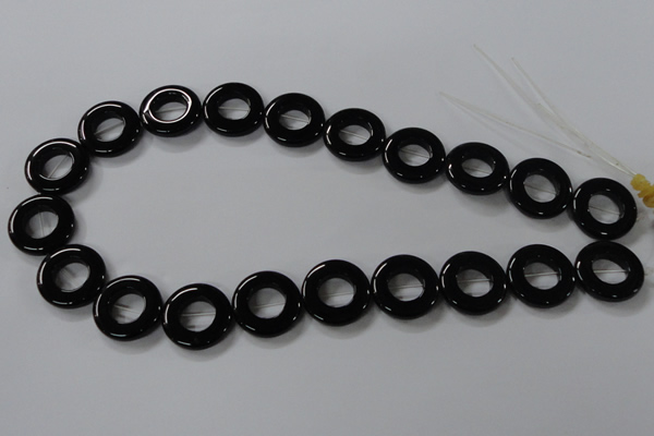 CAB855 15.5 inches 20mm donut black agate gemstone beads wholesale