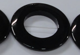 CAB858 15.5 inches 45mm donut black agate gemstone beads wholesale