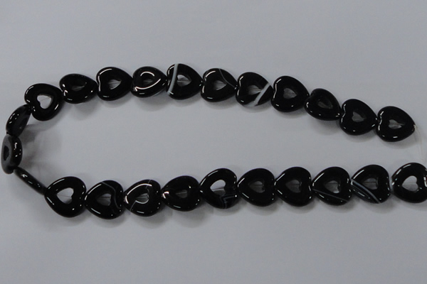 CAB860 15.5 inches 18*18mm heart black agate gemstone beads wholesale