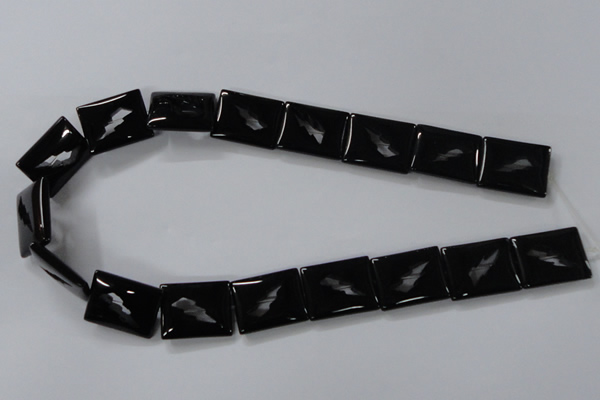 CAB866 15.5 inches 18*22mm rectangle black agate gemstone beads wholesale