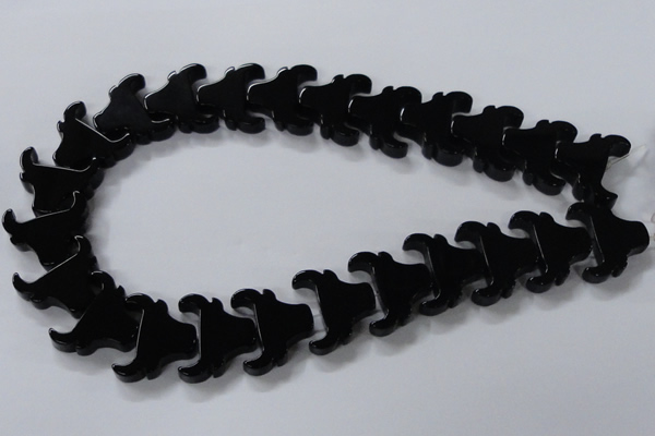 CAB869 15.5 inches 23*25mm ox-head black agate gemstone beads wholesale