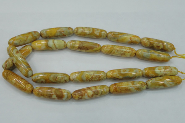 CAB939 15.5 inches 13*40mm rice yellow crazy lace agate beads wholesale