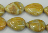 CAB941 15.5 inches 18*25mm flat teardrop yellow crazy lace agate beads