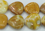 CAB942 15.5 inches 20*20mm heart yellow crazy lace agate beads