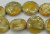 CAB944 15.5 inches 20mm flat round yellow crazy lace agate beads