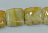 CAB947 15.5 inches 20*20mm square yellow crazy lace agate beads