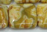 CAB948 15.5 inches 30*30mm square yellow crazy lace agate beads