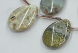 CAB953 18*25mm top-drilled twisted teardrop ocean agate gemstone