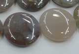 CAB956 15.5 inches 25mm flat round ocean agate gemstone beads