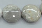 CAB964 15.5 inches 25mm flat round ocean agate gemstone beads