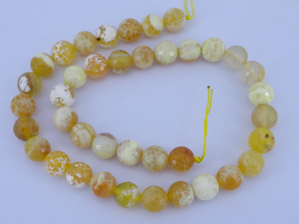 CAB967 15.5 inches 8mm faceted round fire crackle agate beads