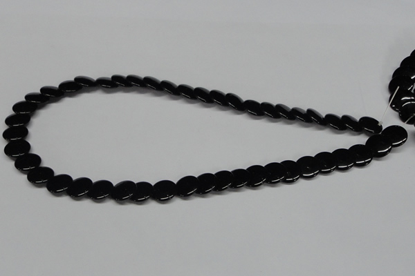 CAB981 15.5 inches 12mm flat round black agate gemstone beads wholesale