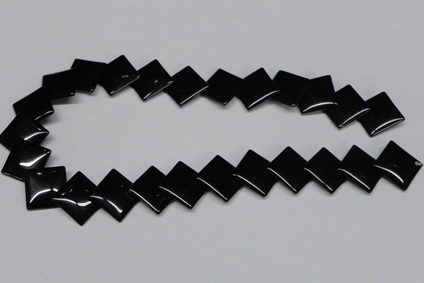 CAB985 15.5 inches 18*18mm rhombic black agate gemstone beads wholesale