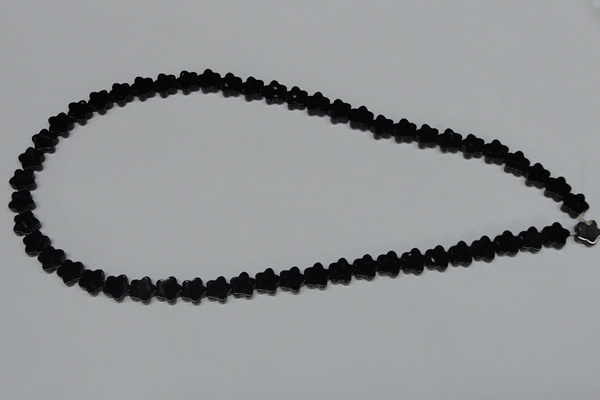 CAB987 15.5 inches 8*8mm star black agate gemstone beads wholesale