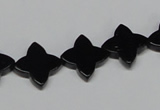 CAB989 15.5 inches 14*14mm flower black agate gemstone beads wholesale