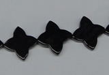 CAB990 15.5 inches 16*16mm flower black agate gemstone beads wholesale