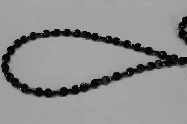 CAB992 15.5 inches 8*8mm curved moon black agate gemstone beads