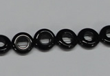 CAB995 15.5 inches 10mm donut black agate gemstone beads wholesale