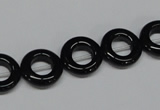 CAB996 15.5 inches 12mm donut black agate gemstone beads wholesale