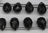 CAE43 Top-drilled 10*14mm faceted teardrop astrophyllite beads