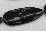 CAE72 15.5 inches 18*44mm flat teardrop astrophyllite beads wholesale