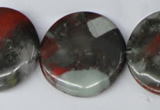 CAF05 15.5 inches 30mm flat round African bloodstone beads