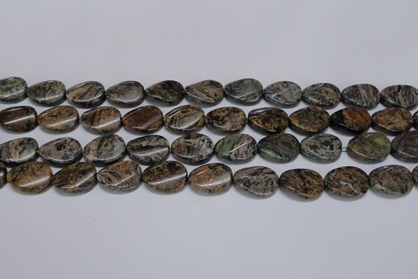 CAF136 15.5 inches 12*16mm twisted oval Africa stone beads