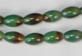 CAG1008 15.5 inches 8*12mm rice rainbow agate beads wholesale