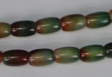 CAG1010 15.5 inches 8*12mm drum rainbow agate beads wholesale