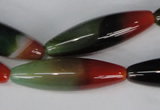 CAG1017 15.5 inches 12*40mm rice rainbow agate beads