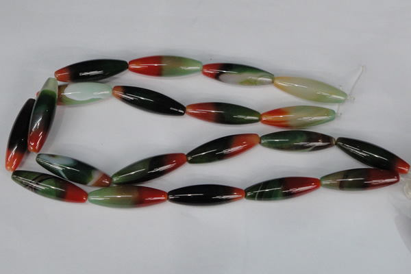 CAG1017 15.5 inches 12*40mm rice rainbow agate beads