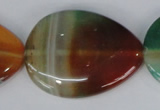 CAG1035 15.5 inches 30*40mm flat teardrop rainbow agate beads