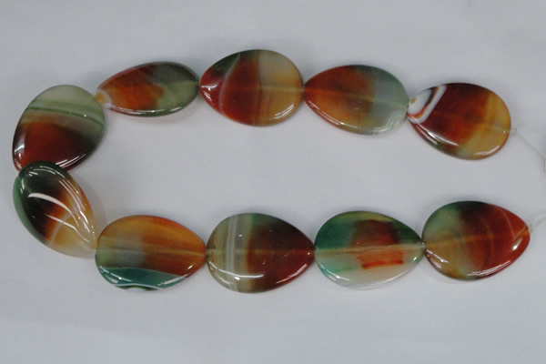 CAG1035 15.5 inches 30*40mm flat teardrop rainbow agate beads