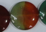 CAG1040 15.5 inches 35mm flat round rainbow agate beads