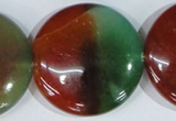 CAG1041 15.5 inches 40mm flat round rainbow agate beads