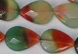 CAG1070 15.5 inches 18*25mm faceted flat teardrop rainbow agate beads